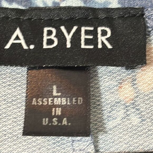 A. Byer rose floral on blue print simple sleeveless A-line dress L - Picture 6 of 6